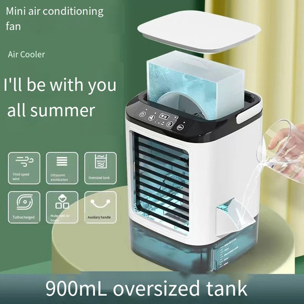 Kannettava 900 ml:n ilmanviilennin — sumutustoiminto, LED-valo, 3 asetusta