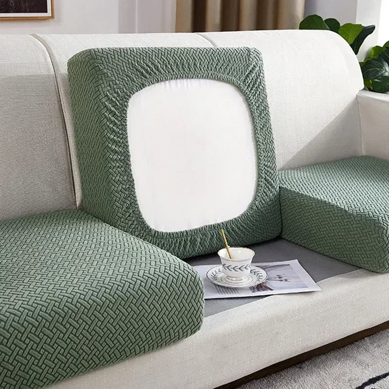 Capa elástica jacquard antiderrapante para sofá — Proteção premium FlexiWeave