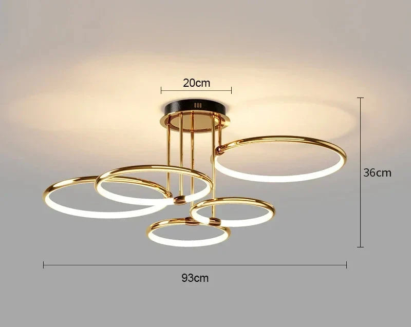 LED-Deckenleuchte mit Ringen – 3–6 Ringe, dimmbar, warmes, neutrales und kühles Licht