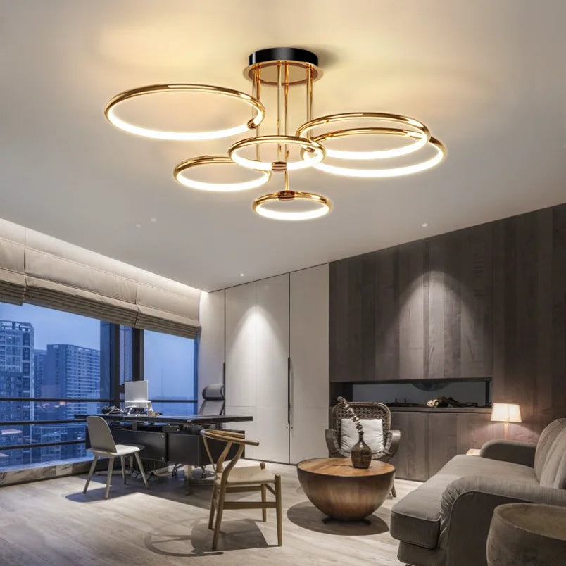 LED-Deckenleuchte mit Ringen – 3–6 Ringe, dimmbar, warmes, neutrales und kühles Licht