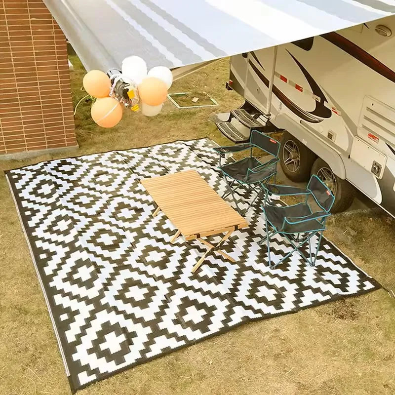 Alfombra de exterior de PP gris impermeable, plegable, 120x180cm