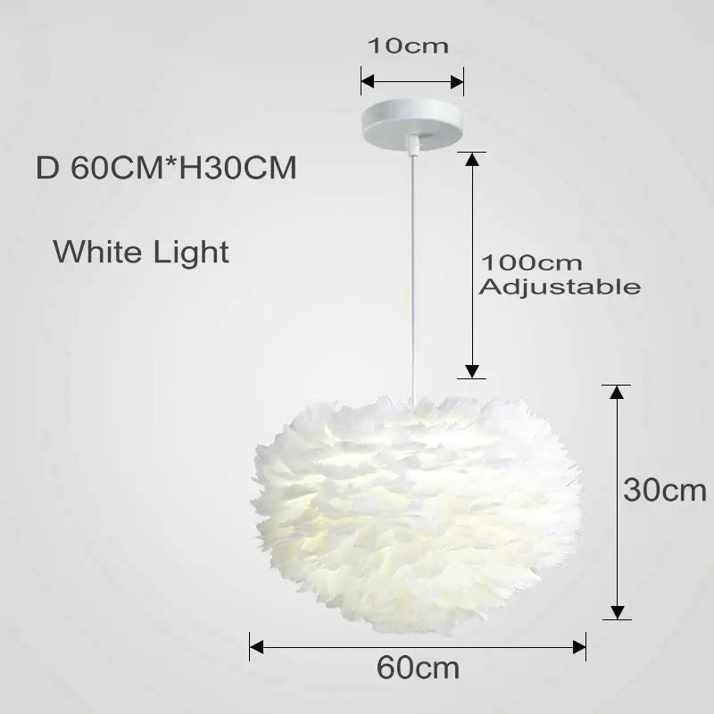 Aurelle Feather Pendant Light — Gentle LED Glow Shade