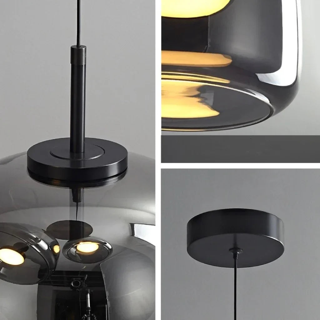 Skandinavisk glastaklampa – bärnstensfärgad/genomskinlig/grå, Ø15/25/35 cm