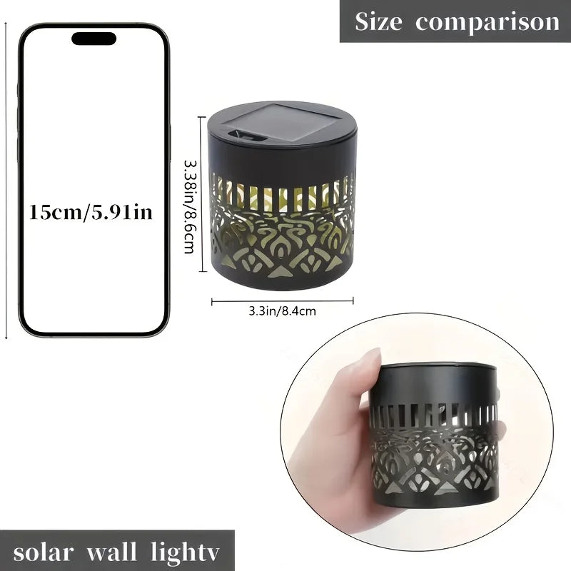 Felinar solar cu proiecție de umbre — fier, IP65, alb cald