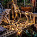 Solar-Lichterkette aus Hanfseil — 5 Meter, warmes LED-Licht