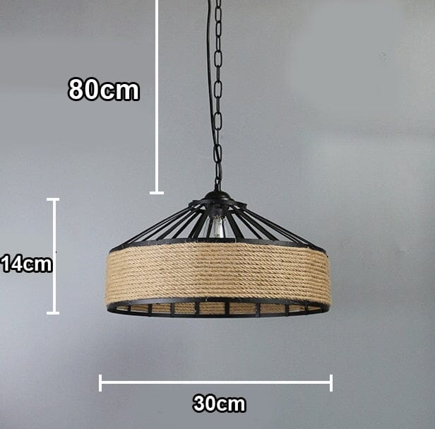 Ropehaven Vintage Pendant Light — Distressed Metal Shade, Hemp Rope Detail