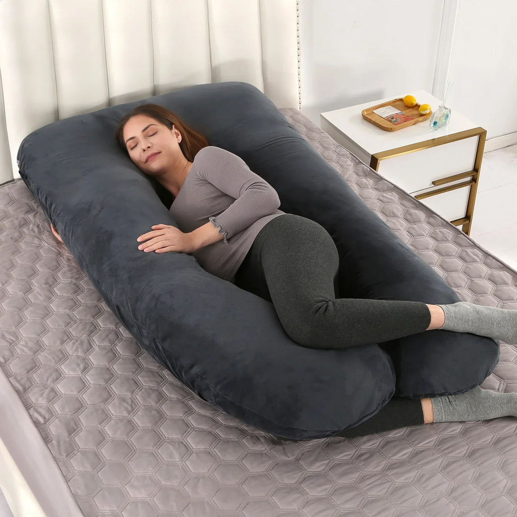 Pernă de graviditate în formă de U — suport ergonomic pentru întregul corp