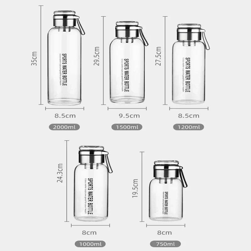 Cană transparentă pentru apă de 2-Liter — sticlă mare pentru băuturi