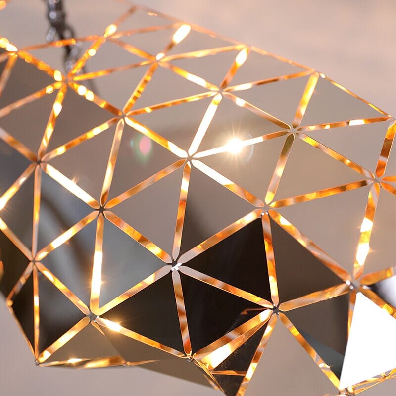 NovaGrid Geometric Stainless Steel Pendant Lights — Angular Silhouette, Polished Finish