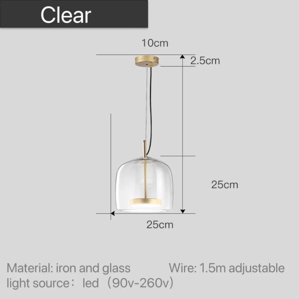 Skandinavisk glastaklampa – bärnstensfärgad/genomskinlig/grå, Ø15/25/35 cm