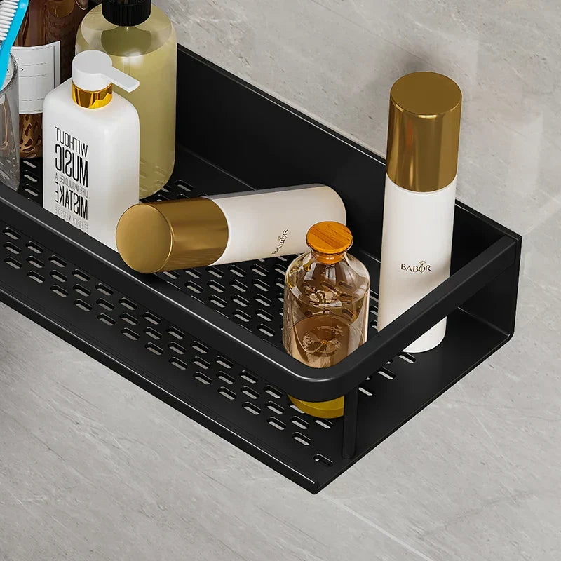 Aluminium doucherek — zwart, wandrek van 30/50/60cm