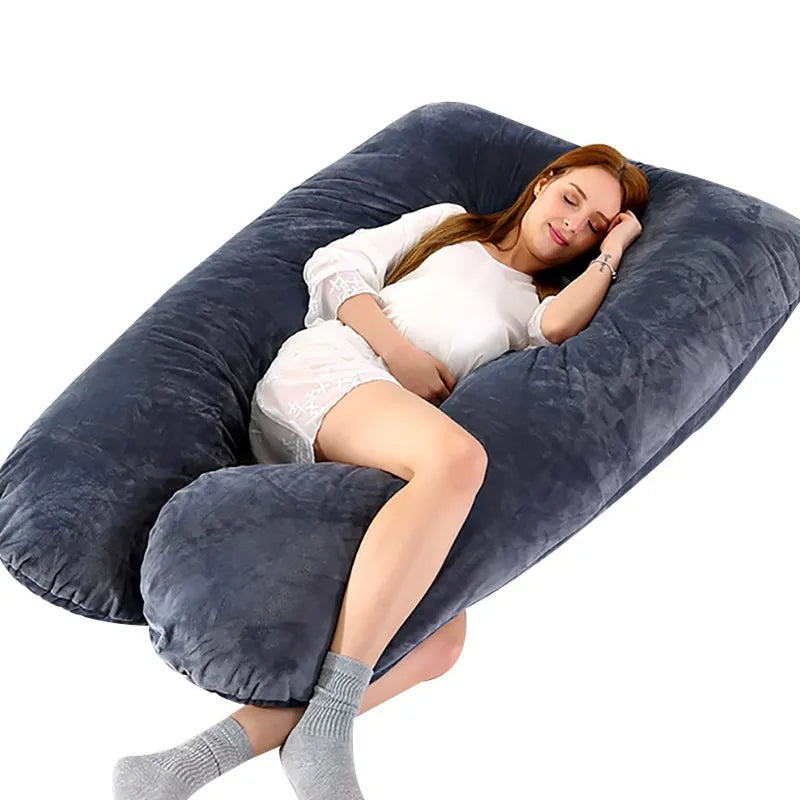 Pernă de graviditate în formă de U — suport ergonomic pentru întregul corp
