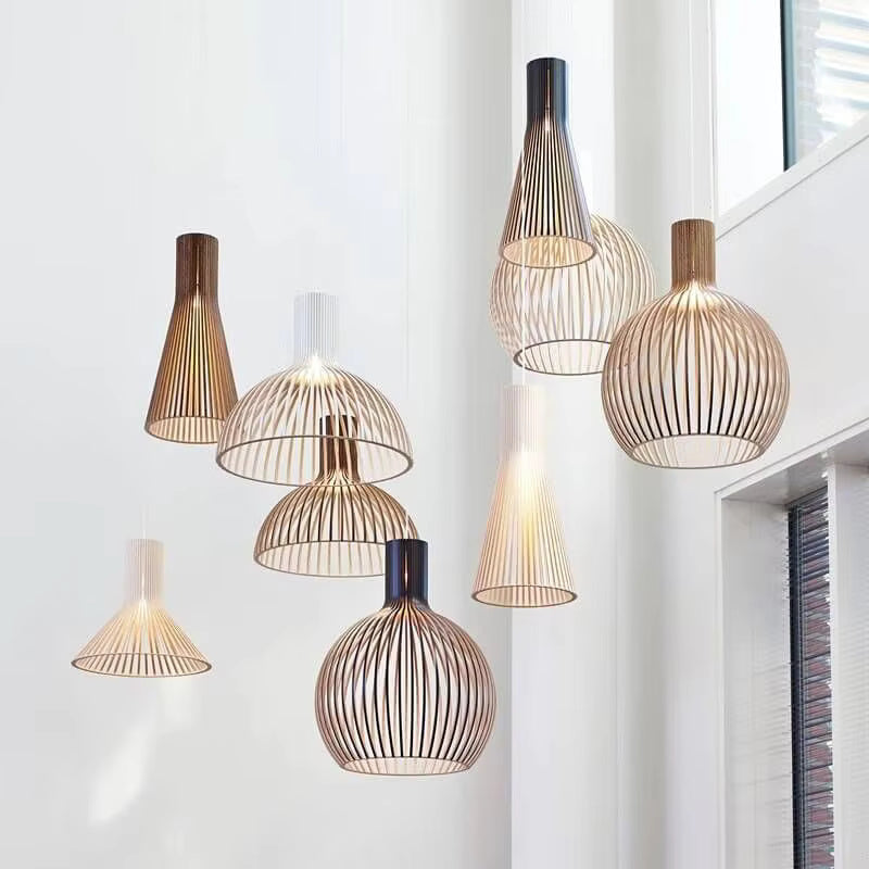 Lampă suspendată din lemn organic Natura Orb 35–45 cm