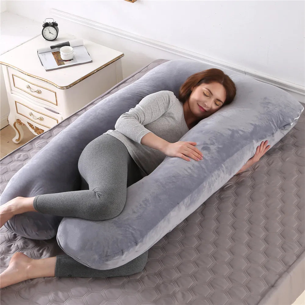 Pernă de graviditate în formă de U — suport ergonomic pentru întregul corp