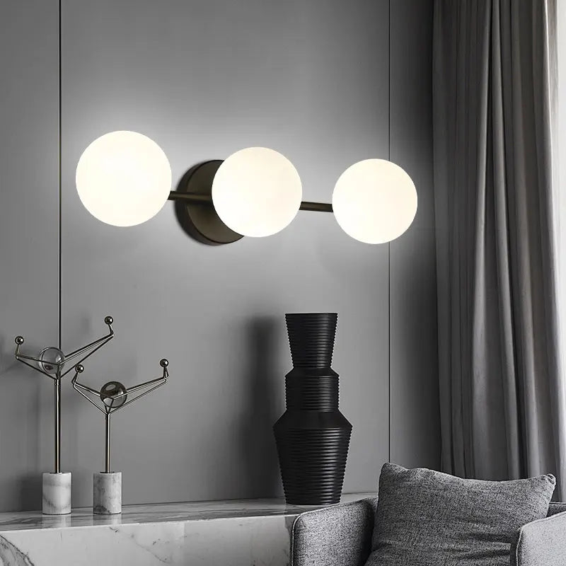 Modern Nordic Glass Ball Wall Light | Triple Globe Design | Wildoxy