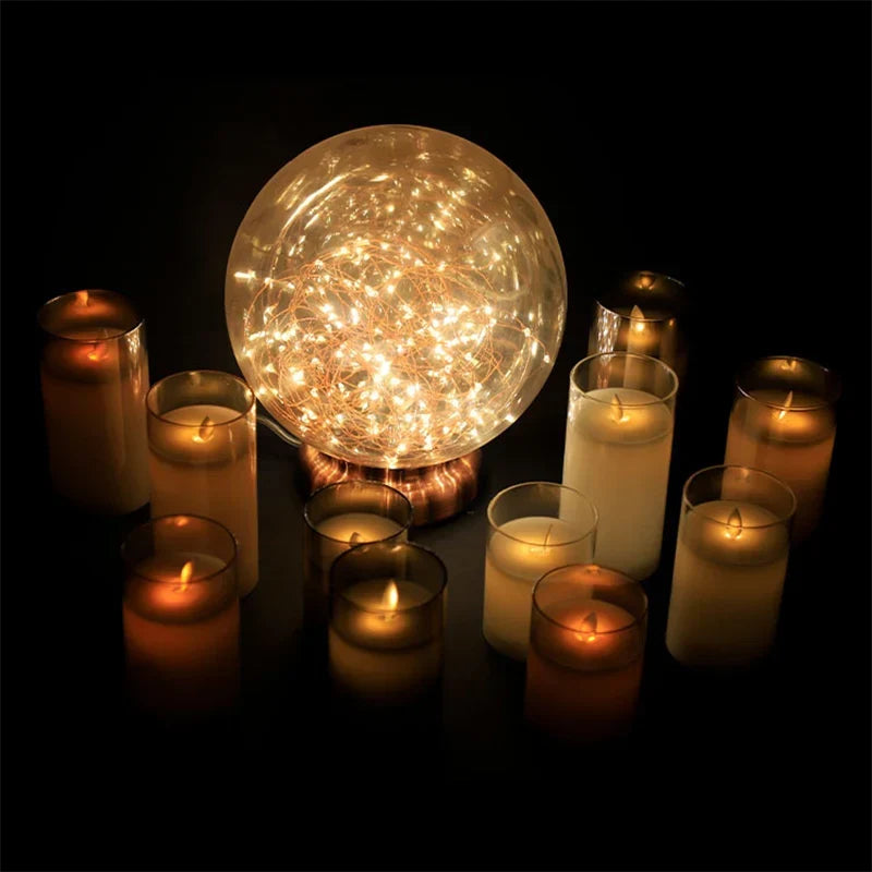 Set med 3 flamlösa LED-ljus – timer, fjärrkontroll, realistiskt flimmer