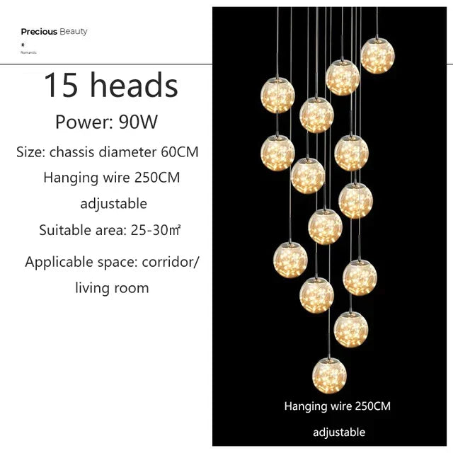 AstraLume Ceiling Chandelier — Bubble Glass LED Pendant