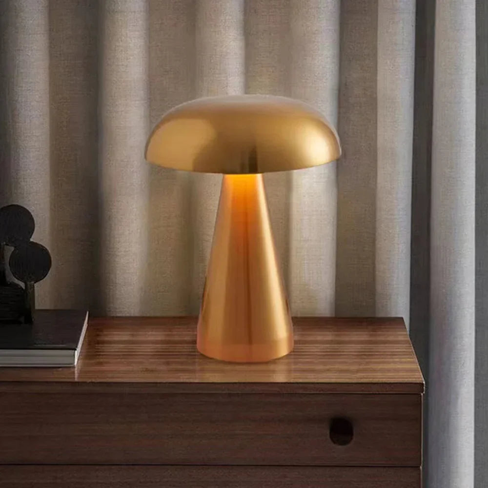 Μεταλλικό φωτιστικό-μανιτάρι 21cm — ασύρματο LED, επαναφορτιζόμενο, 3 χρώματα