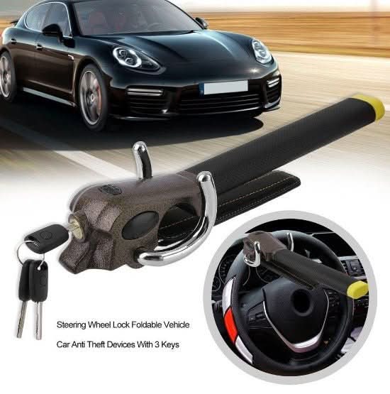 Blocco antifurto Premium GuardLock per volante – Sistema di chiusura triplo, allarme integrato