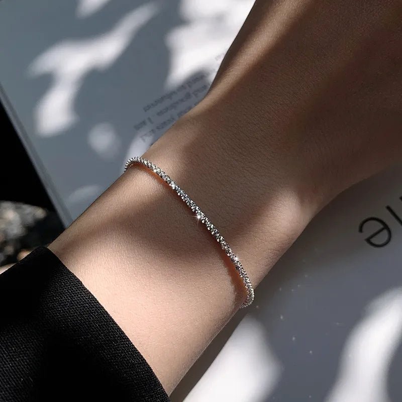 LumaBand Sterling Silver Bracelet — Minimalist Wrap Design, Subtle Sparkle