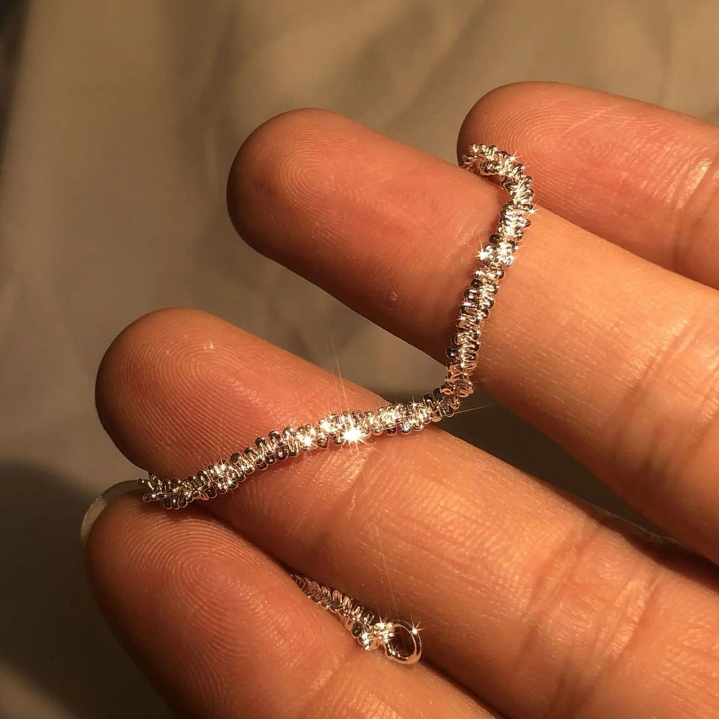 LumaBand Sterling Silver Bracelet — Minimalist Wrap Design, Subtle Sparkle