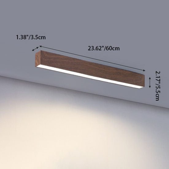 מנורה ליניארית מאלומיניום, בגימור עץ, LED מובנה 60/100/120cm