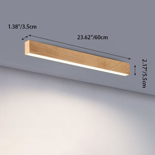 מנורה ליניארית מאלומיניום, בגימור עץ, LED מובנה 60/100/120cm