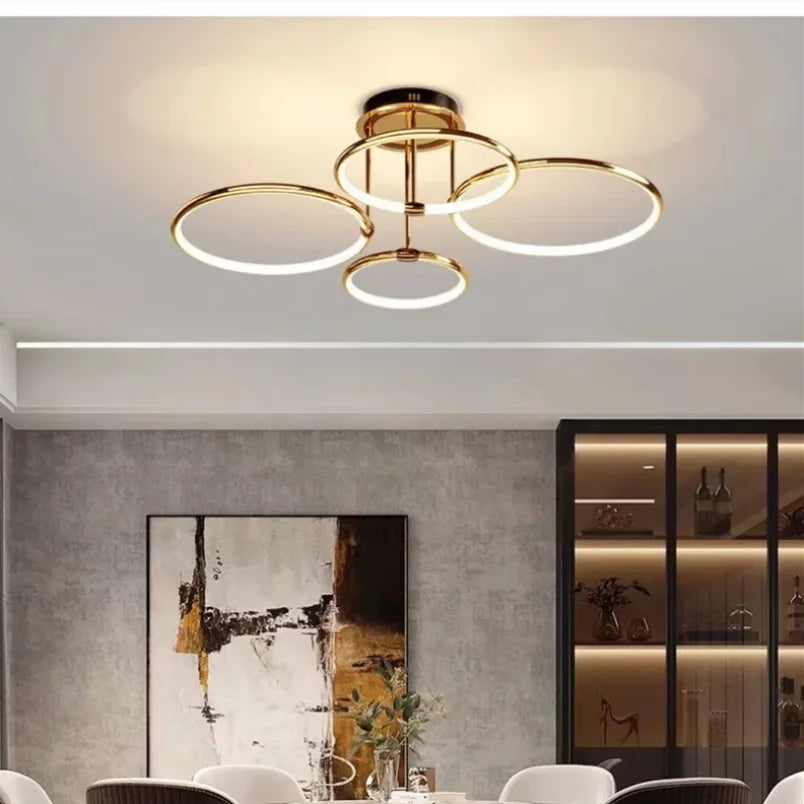 LED-Deckenleuchte mit Ringen – 3–6 Ringe, dimmbar, warmes, neutrales und kühles Licht