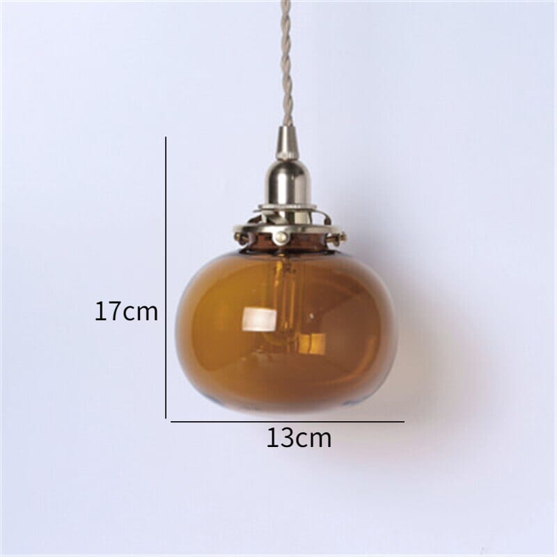 Liora Vintage Tones Glass Ball Pendant Light — Brushed Brass Fixture