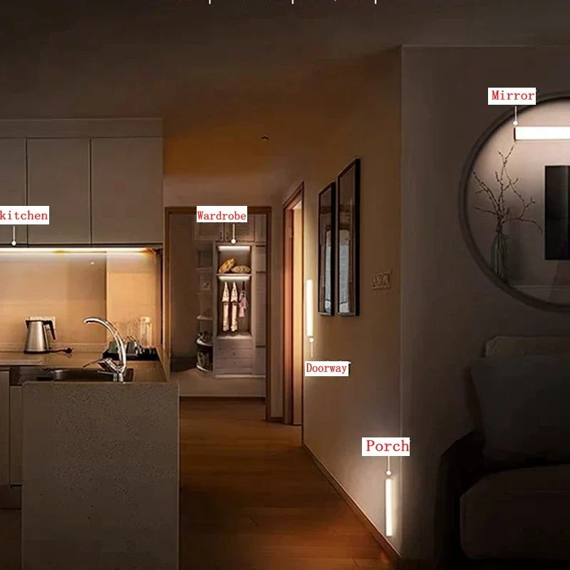 מנורת לילה אלחוטית LED באורך 50cm — חיישן תנועה, עמעום