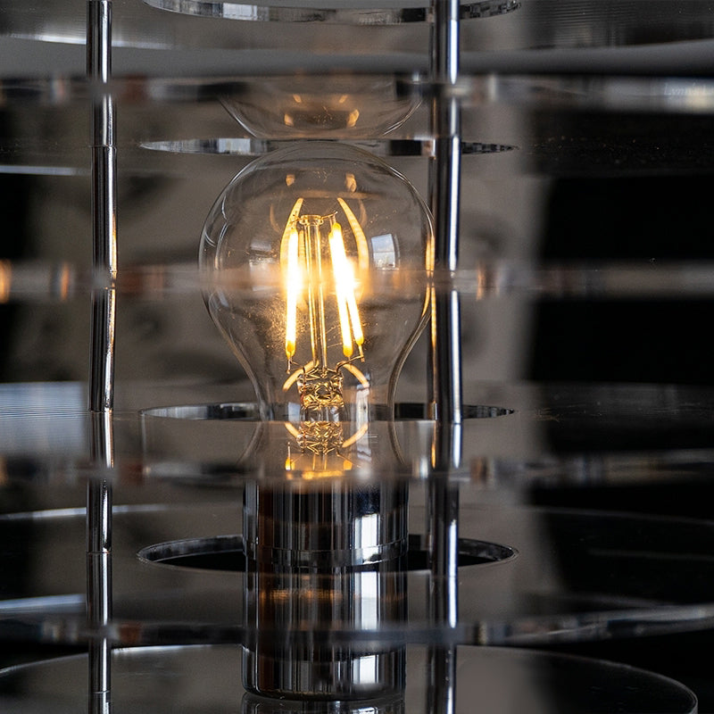Lunaris Chrome Desk Lamp — Modern Metal and Acrylic Design