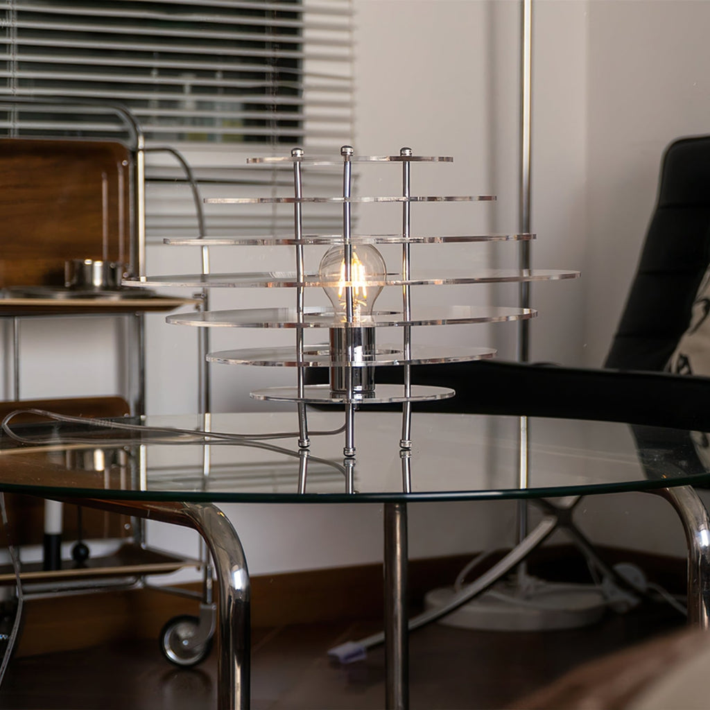 Lunaris Chrome Desk Lamp — Modern Metal and Acrylic Design