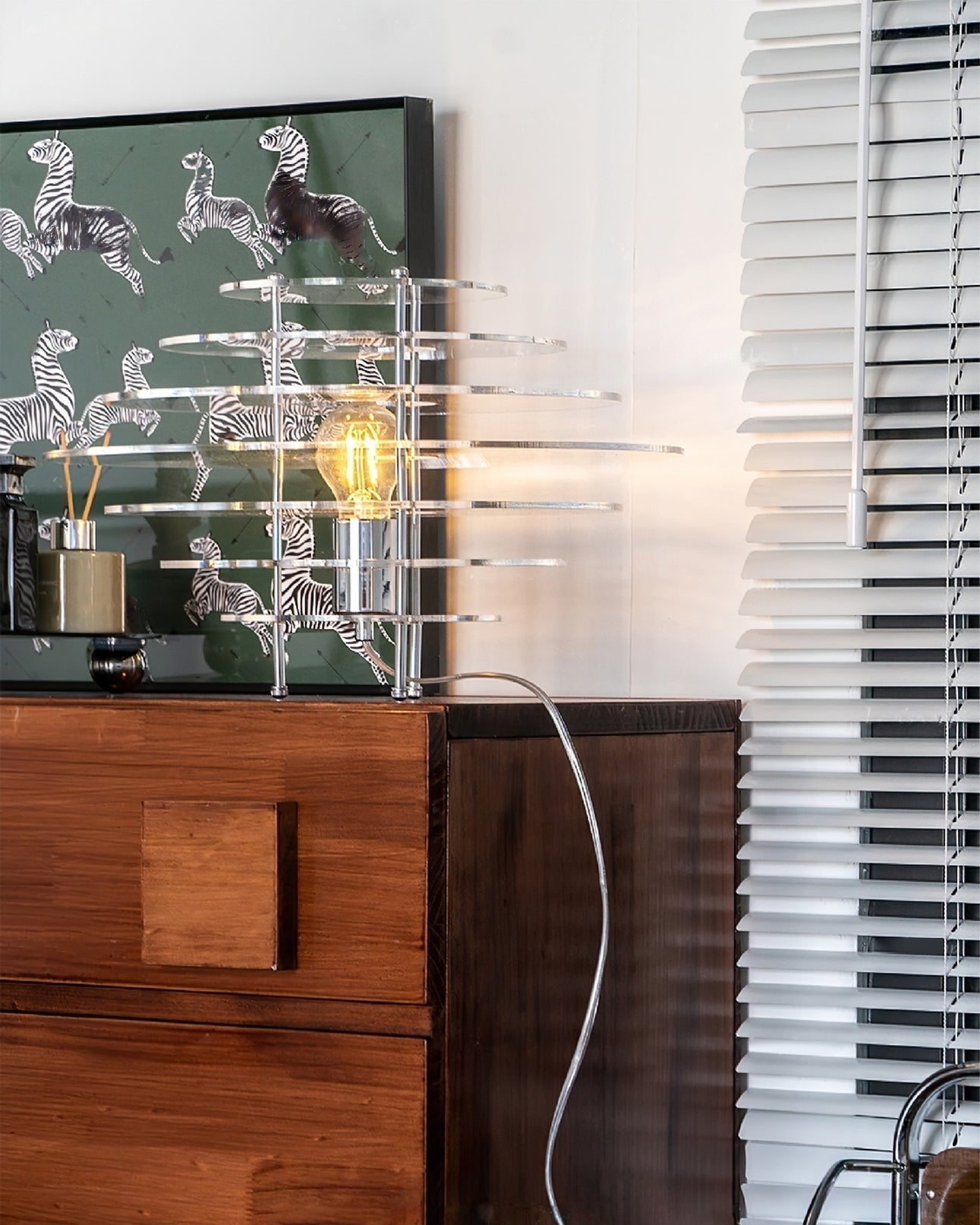 Lunaris Chrome Desk Lamp — Modern Metal and Acrylic Design