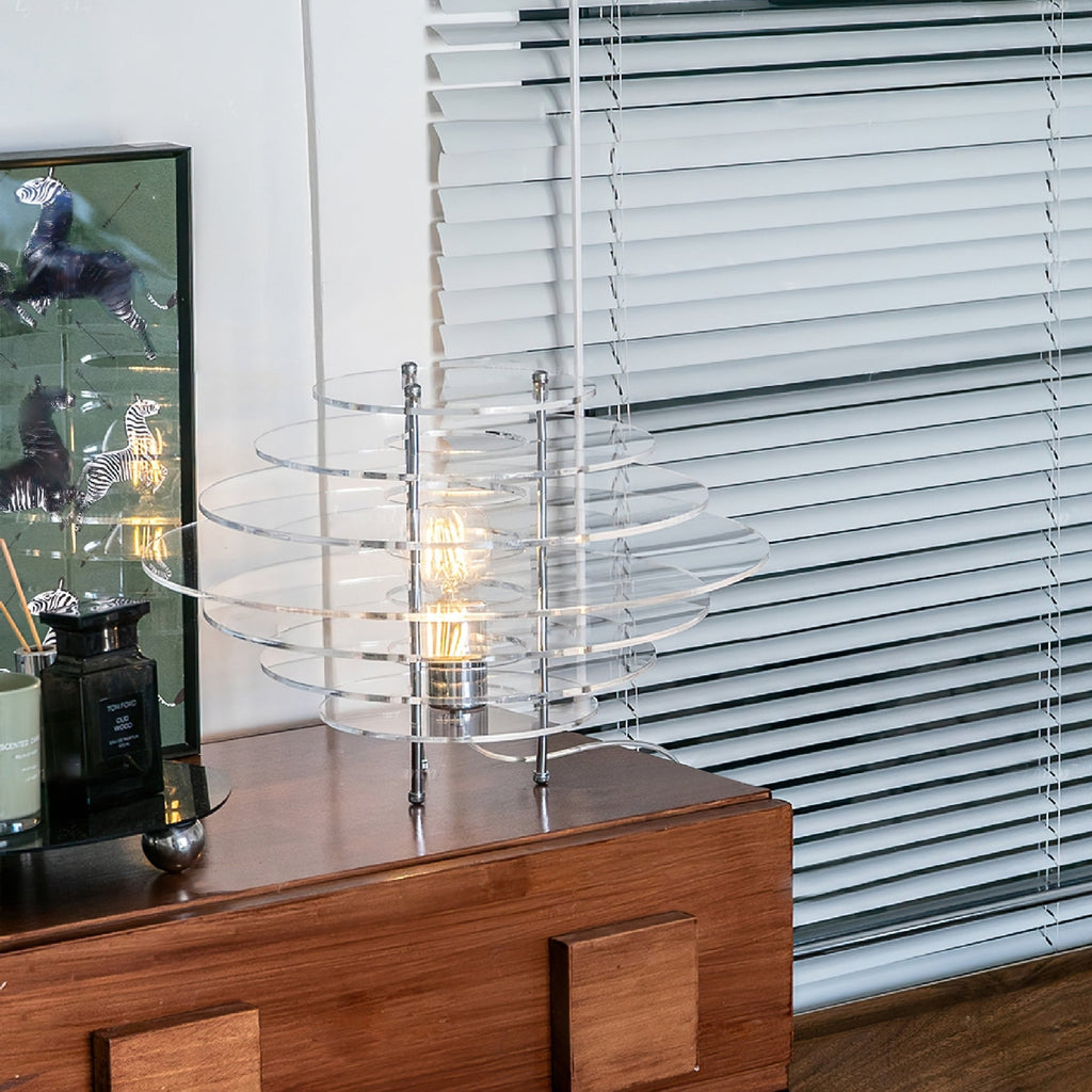 Lunaris Chrome Desk Lamp — Modern Metal and Acrylic Design