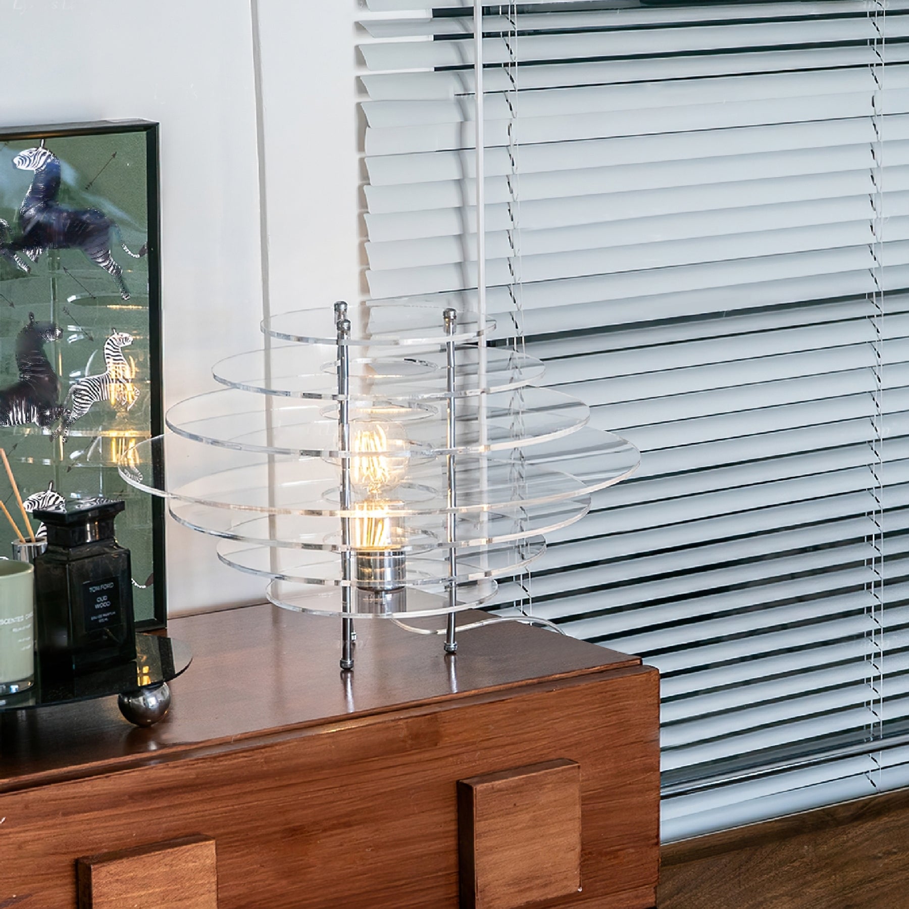 Lunaris Chrome Desk Lamp — Modern Metal and Acrylic Design