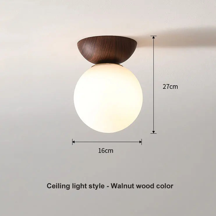 Modern Nordic Glass Ball Ceiling & Pendant Light | Wood Finish | Wildoxy
