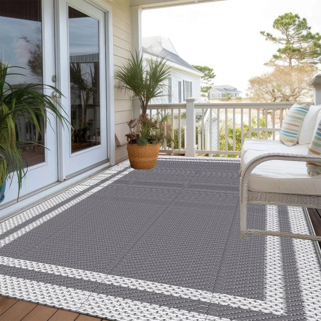 Alfombra de exterior de PP gris impermeable, plegable, 120x180cm