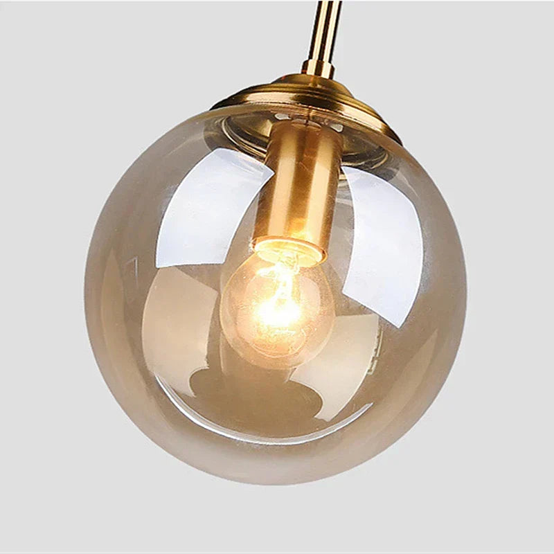 Modern Nordic Glass Globe Pendant Light | Amber, Smoke Grey, Clear Glass | Wildoxy