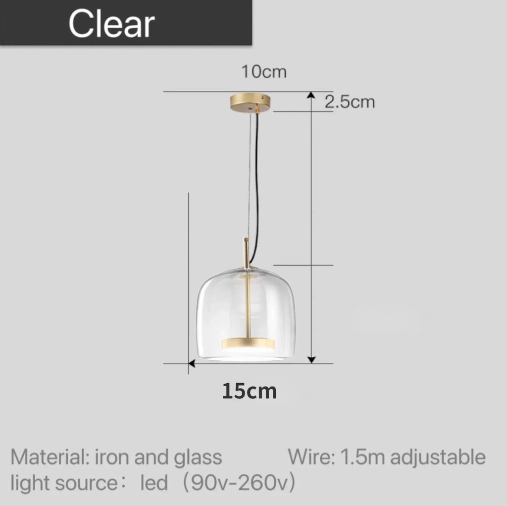 Skandinavisk glastaklampa – bärnstensfärgad/genomskinlig/grå, Ø15/25/35 cm