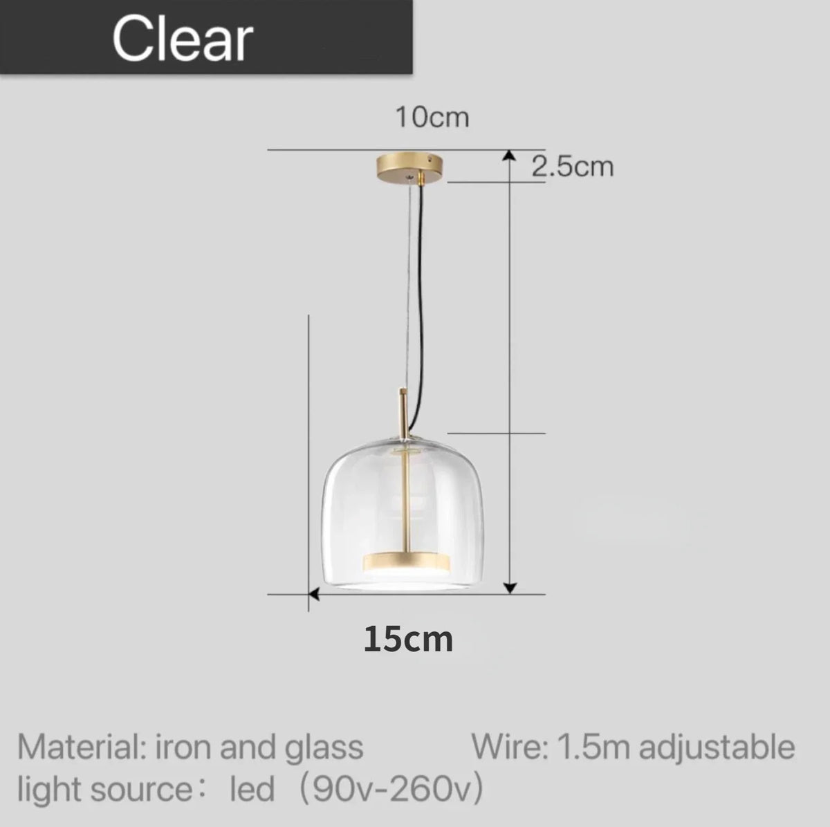 Skandinavisk glastaklampa – bärnstensfärgad/genomskinlig/grå, Ø15/25/35 cm