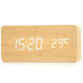 LED-Wecker in Holzoptik — Temperatur, USB, 3 Alarme