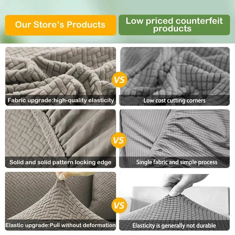 Capa elástica jacquard antiderrapante para sofá — Proteção premium FlexiWeave