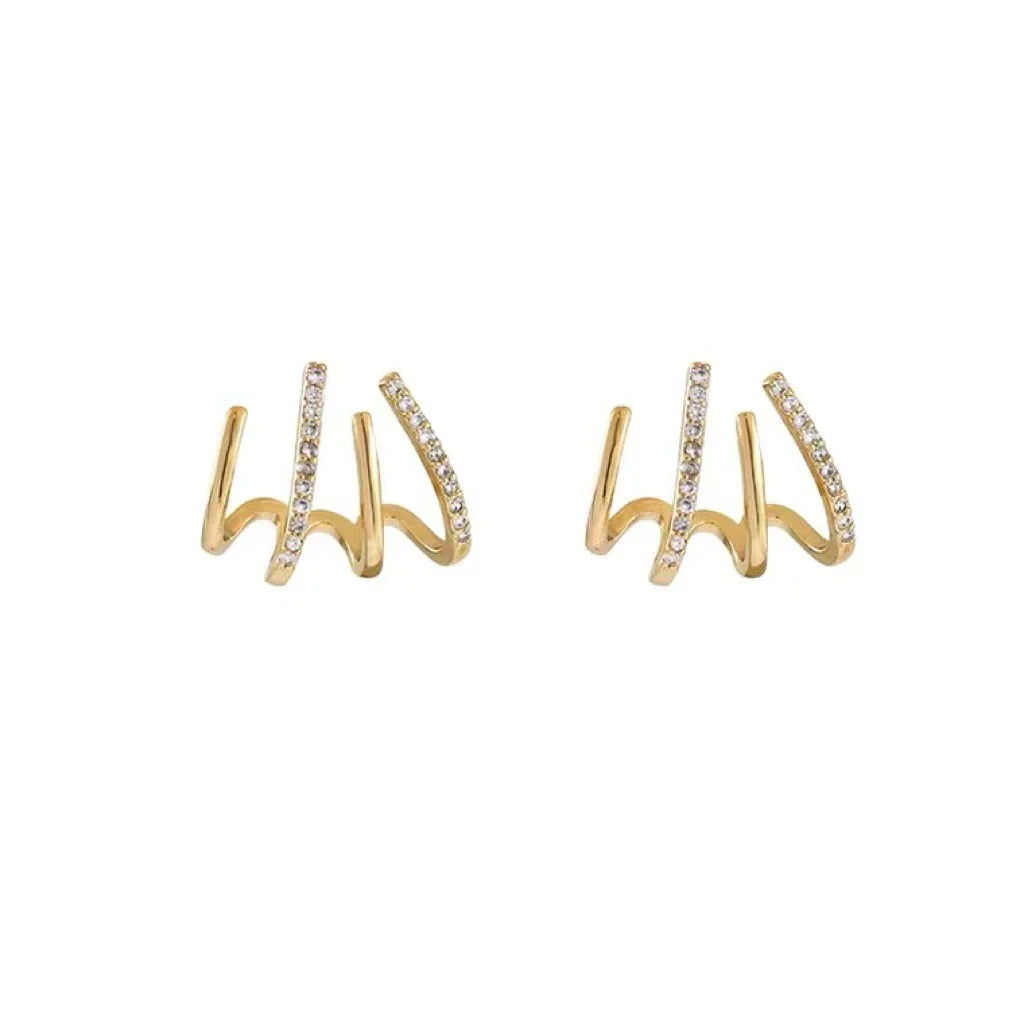 Gold-Silber-Ohrringe mit vier Krallen — Lagenlook mit Creolen