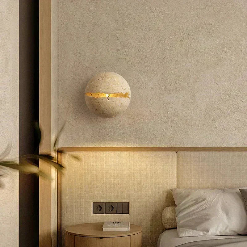 SolaraStone Wall Lamp — Stone Finish LED G4, Touch Switch