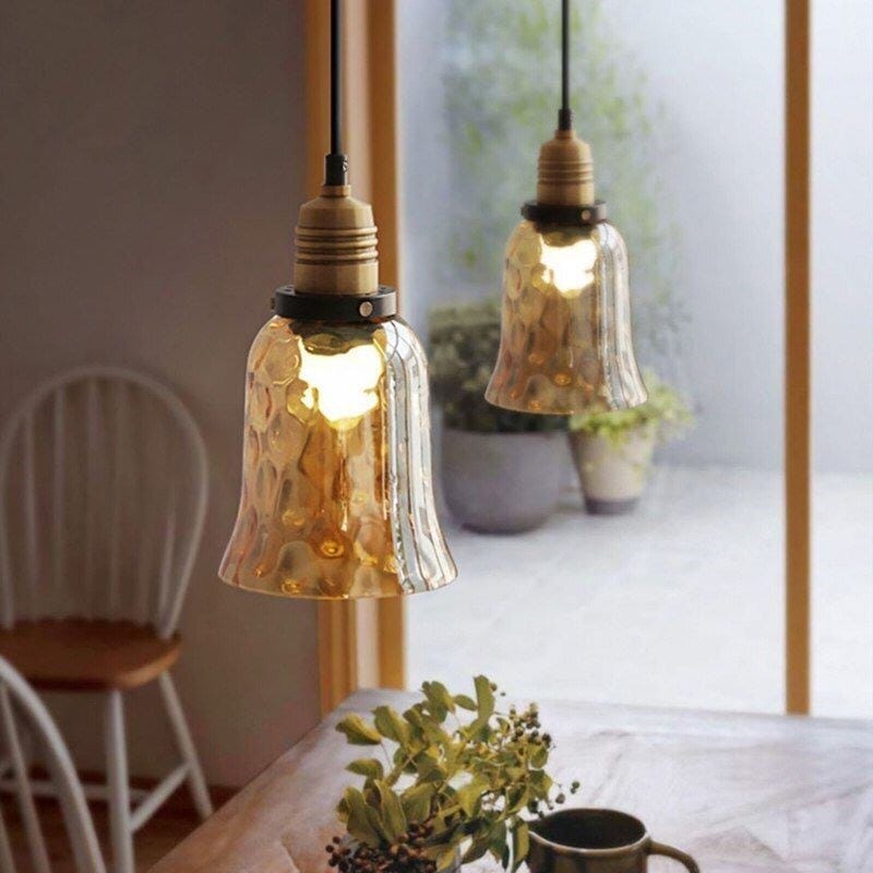Luminara Vintage-Pendelleuchte aus Bernsteinglas — warmes LED-Licht