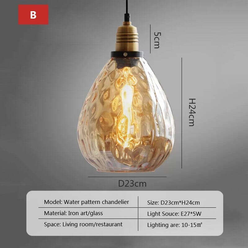 Luminara Vintage-Pendelleuchte aus Bernsteinglas — warmes LED-Licht