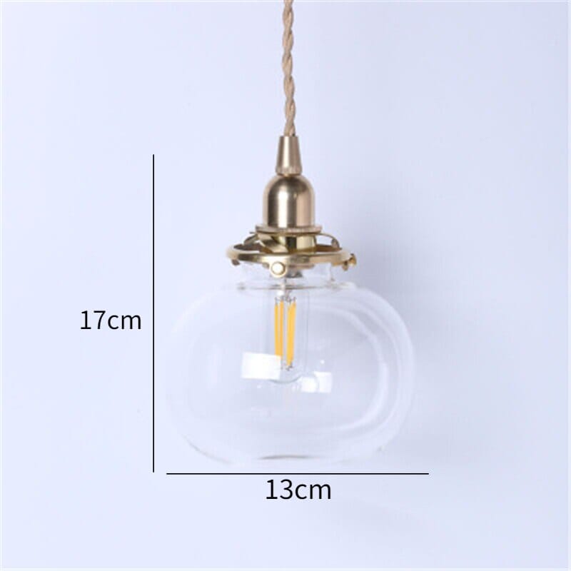 Liora Vintage Tones Glass Ball Pendant Light — Brushed Brass Fixture