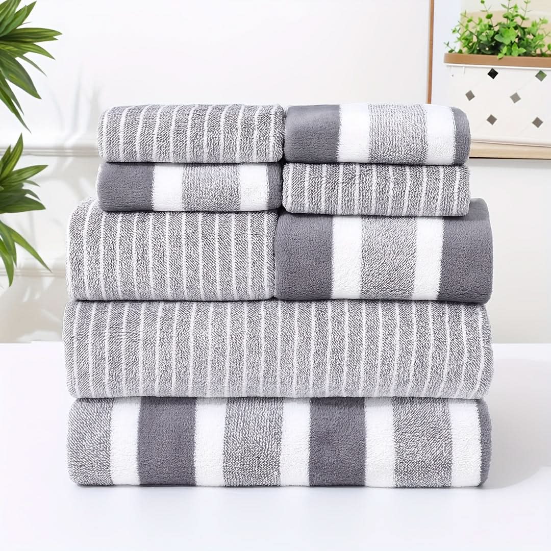 Spa Lovers Eight-Piece Coral Bath Towel Set — Ultra-Soft, Absorbent