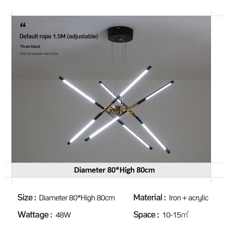 Nexa Iron Chandelier — Angular Geometric Design, Modern Lighting Fixture
