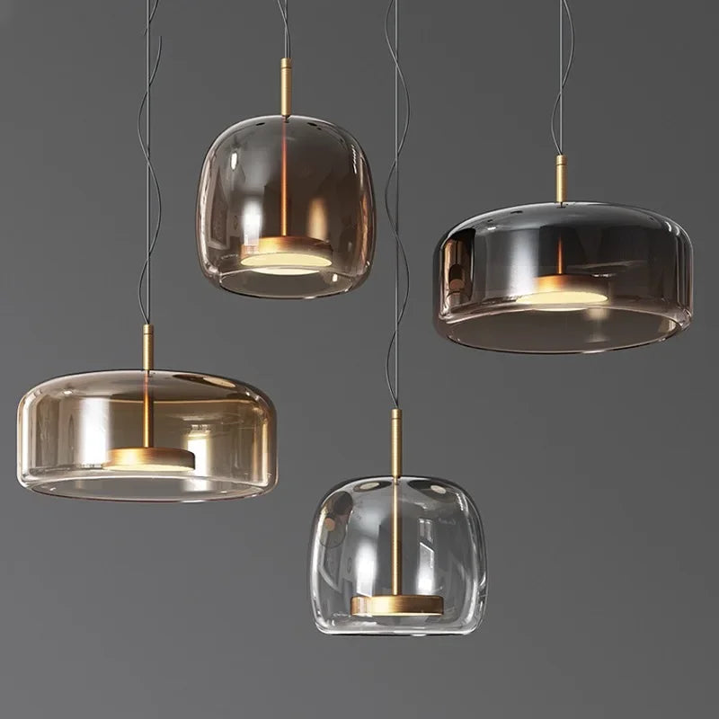 Skandinavisk glastaklampa – bärnstensfärgad/genomskinlig/grå, Ø15/25/35 cm